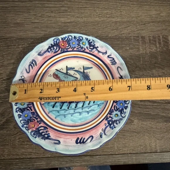 Vintage Hand Made & Painted Nautical Design Ceramic Plate